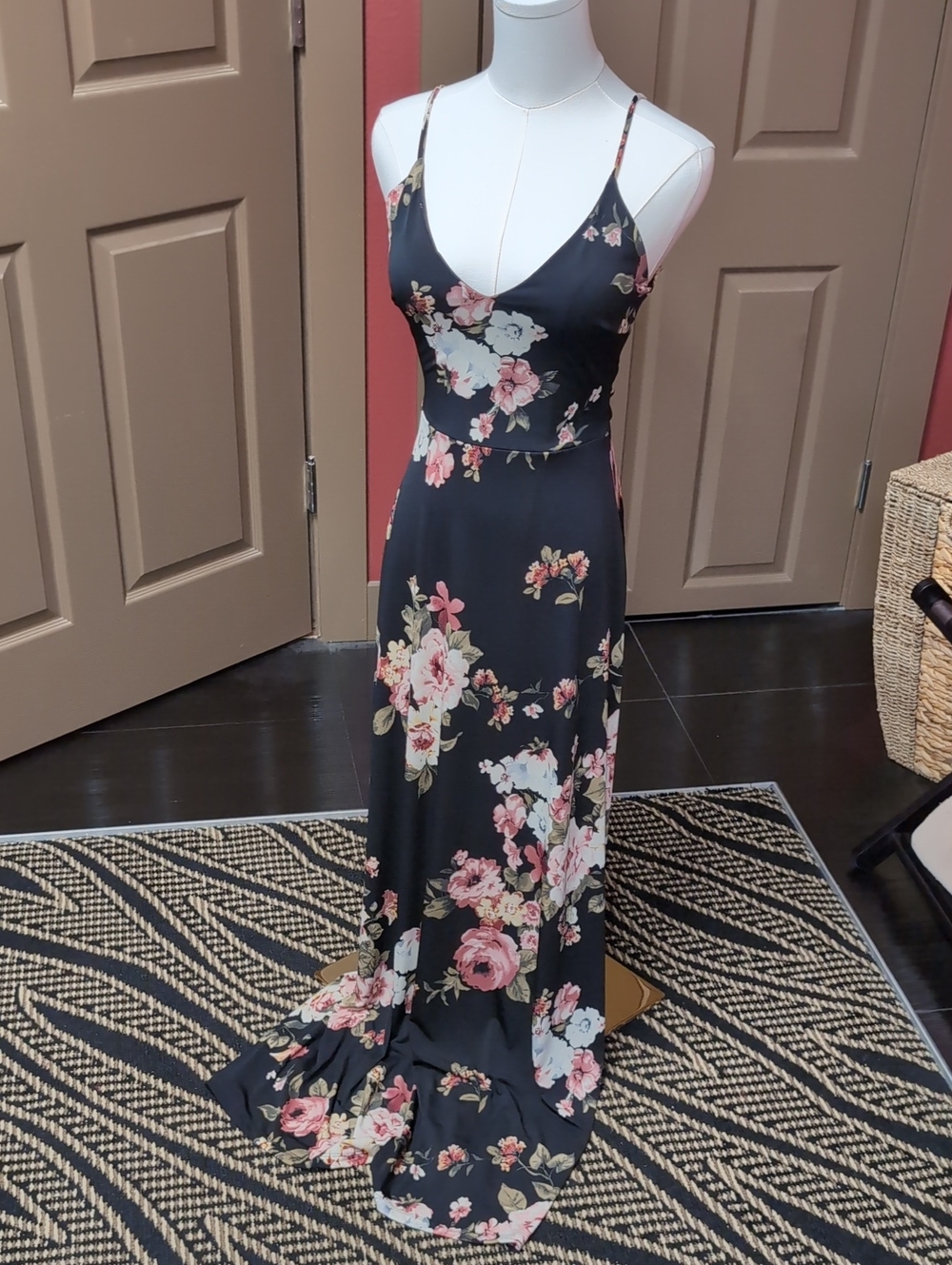 Windsor semi-formal dress roses tie in back